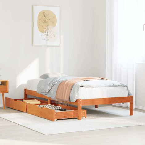 Letto senza Materasso Marrone Cera 75x190 cm in Legno di Pino vidaXL 850329