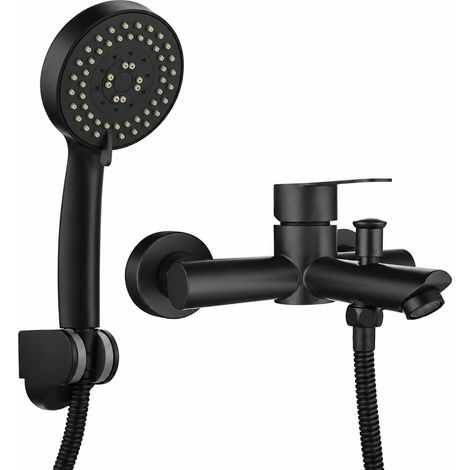 Mitigeur bain-douche mural acier inoxydable avec douchette multijet ensemble noir 30 × 17,5 × 9,5 cm 1,905 kg – Livraison gratuite (1/5)