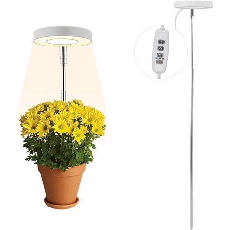 LED-Stehlampe für Zimmerpflanzen, Halo-Design, Vollspektrum, USB, Höhenverstellbar [90 mm, Aluminium PVC] (1/5)