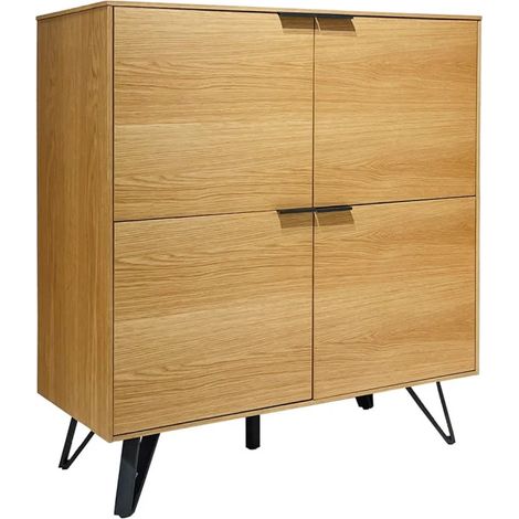 Armoirette de rangement 4 portes placage bois pieds métal – ONYX 2 (1/5)