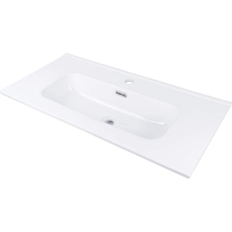 Lavabo in ceramica ad incasso con basetta per rubinetteria bianco 38,5x80 cm - Rober