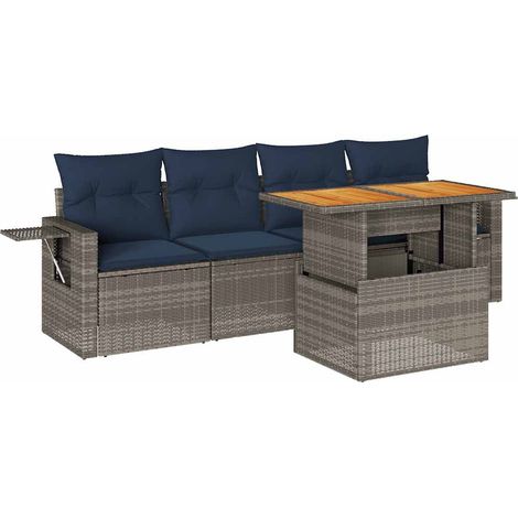 Maison Exclusive - 5-tlg. Garten-Sofagarnitur mit Kissen Grau Pol