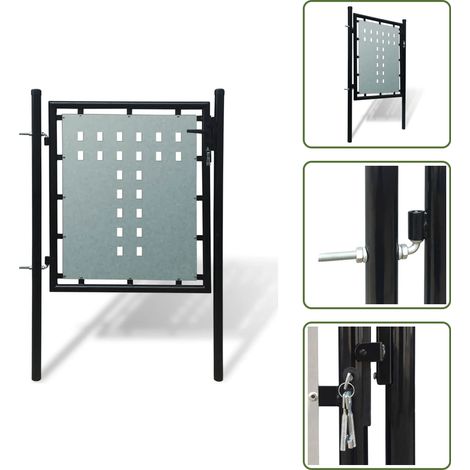 Zauntor (Einzeltor) Schwarz 100x150 cm - Gartentor - Zaun - Metalltor - Stahltür - Schwarz