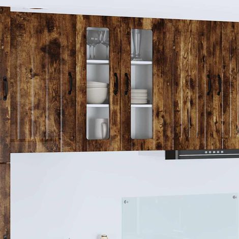 vidaXL Mobile in vetro da parete LUCCA Rovere Fumo 60 x 31 x 80 cm
