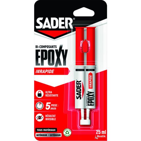 Colle Epoxy bi composants rapide seringue de 25ml SADER