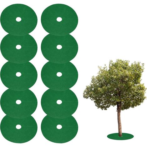 10pcs Anneau De Paillage d'arbre 5.9 Pouce Non Tissé Rond Vert (1/5)