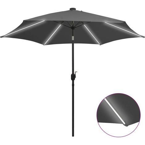 Parasol avec LED et mât en aluminium 300cm Anthracite (1/5)