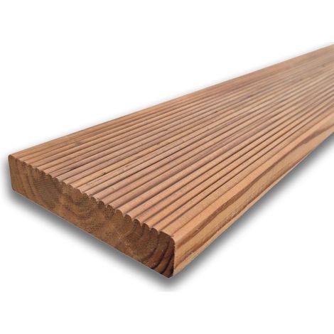 Pavimento in legno termotrattato da esterno 400 cm, sezione 11,7x2,5 cm