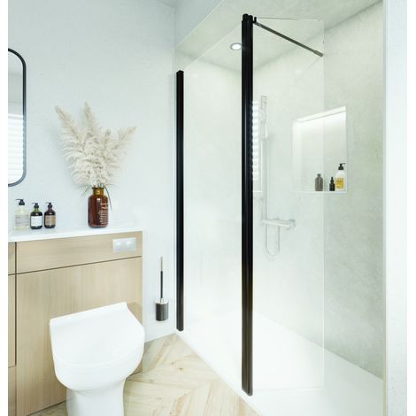 Paroi de Douche AKW LevelBest 900x1900mm avec Paroi Segment Pivotante 180° L400mm en Aluminium Noir Mat - 27031BK