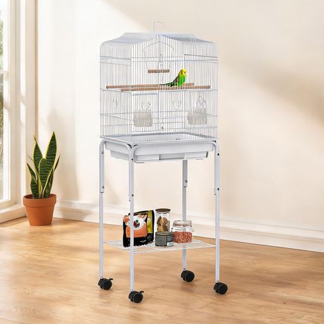 Cage pour oiseaux blanco en acero Madera 46,5 x 36 x 124 cm (1/5)
