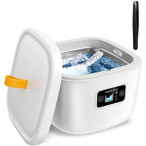 Nettoyeur ultrasonique blanc pour appareil dentaire, prothèses et gouttières, prise UE, nettoyage en profondeur (1/5)