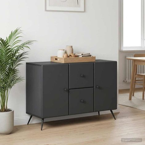 vidaXL Buffet avec tiroir Noir 89 x 34,5 x 60 cm Bois d'ingénierie (1/5)