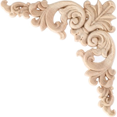 Juego de decoración de muebles de madera (4 piezas), adornos decorativos de madera para muebles, calcomanías talladas en madera, decoraciones de pared de muebles de madera. (1/4)