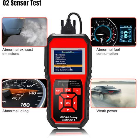 KONNWEI Scanner de Code de Diagnostic automatique OBDII (KW870), testeur universel de batterie de voiture, outils d'analyse 2 en 1.