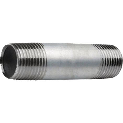 Raccord de tuyau, mamelon de tuyau galvanisé, 1 pouce, 25 cm