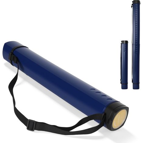Teleskop-Posterrolle A0, Transportrolle, Zeichenrolle, 62-107 cm, Köcher für Bilder, Poster und Flipchart-Papier, Längen- und Tragegurtverstellbare Kunststoffzeichnungen, 1 Stück (Dunkelblau) (1/5)