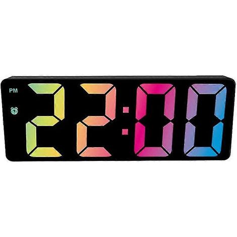 Digitaler Wecker, bunter Bildschirm, LED-Anzeige, moderne Schreibtischuhr, LED-Uhren für Zuhause (schwarz). (1/5)