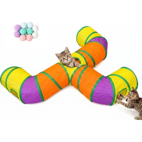 Lot de 11 tunnels pour chat - 110 x 130 cm - 3 sorties - Pour l'intérieur et l'extérieur (1/5)