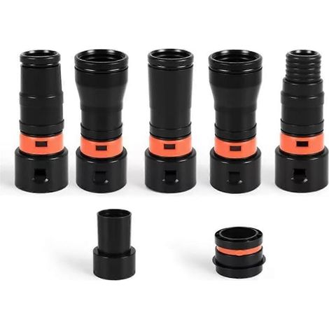 Kit d'adaptateurs pour tuyau d'aspiration de poussière (7 pièces) compatible avec la plupart des machines à bois électriques. (1/5)