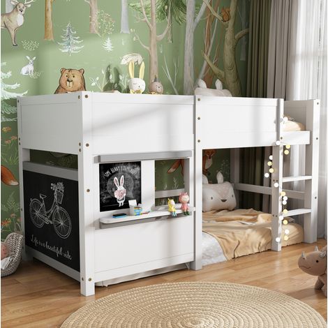 Cama infantil con pizarra y estante madera 90x200 OKMYHOME (1/5)