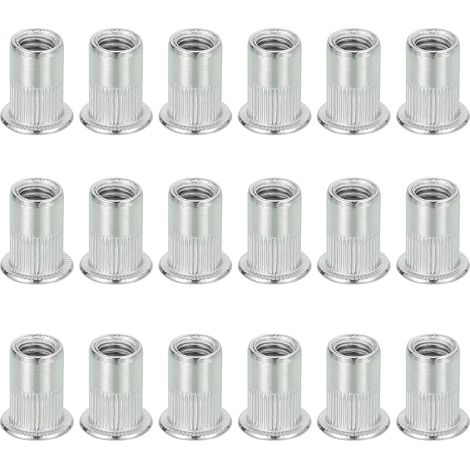 18Pcs 1/4-20 Ecrou Rivet 304 Acier Inoxydable Kit Ecrou Rivet Quincaillerie Ecrous Adapté pour Meubles, Décoration dans Ecrous Boulon Fixation, Argent (1/5)