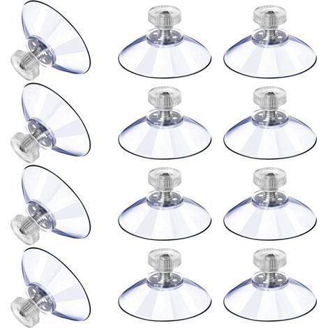 12 große Saugnäpfe, Saugnäpfe aus Kunststoff, stoßfeste transparente Gummisaugnäpfe, Metallschraubenmuttern, massive transparente PVC-Saugnäpfe, Ersatz mit Schraubenmuttern (40M5-10) (1/4)