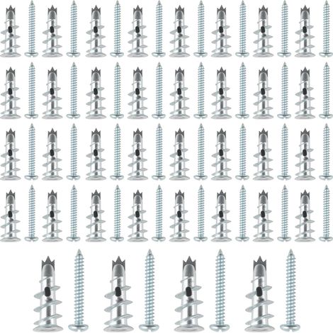 Lot de 80 fixations robustes pour plaques de plâtre, chevilles murales pour plaques de plâtre, vis d'ancrage autoperceuses pour murs creux, béton, briques (1/5)