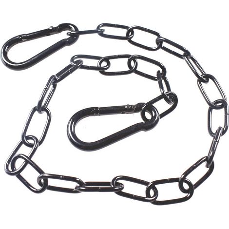 Chaîne noire de 60 cm, Chaîne de porte avec mousqueton, Chaîne ronde en acier inoxydable pour clôtures extérieures