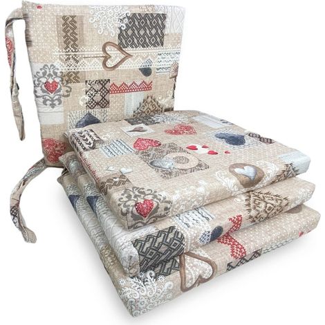 COPRISEDIA morbidone TESSUTO LONETA Tirolese SHABBY Rosso CUSCINO SEDIA sfoderabile