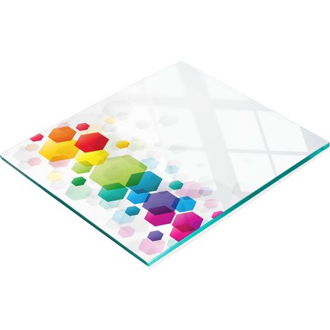 Tabla decorativa de cristal para servir aperitivos, cubos de colores, 60x52 cm (1/5)