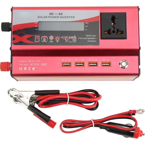 Convertisseur 700W 12/24V CC vers 220V CA 50Hz Onde Sinusoïdale Modifiée 4 Ports USB avec Écran LCD pour Urgence (1/5)