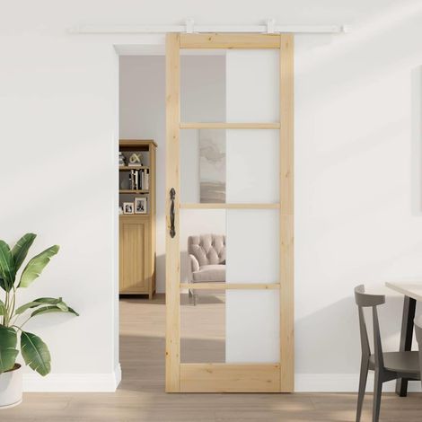 Puerta Deslizante ORKDAL Marrón 83 x 232 cm Madera y metal vidaXL