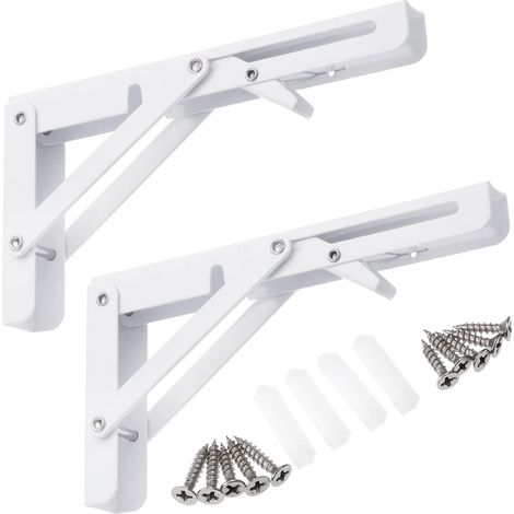 Support de table pliante, support mural pour étagère, étagère de rangement à monter soi-même, blanc, 20 cm, lot de 2 (1/5)