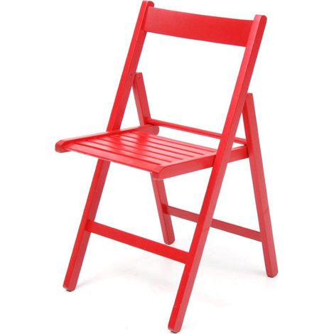 Offerta 4x sedia in legno di faggio pieghevole di colore rosso