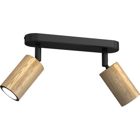 Rampe 2 spots orientables GU10 bois clair/noir Luminex