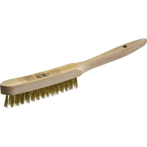 Nespoli Drahtbürste 2-reihig gerade Messing 28,5 x 2,2 cm -Griff Drahtbürste (1/2)