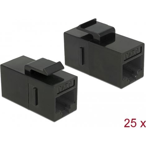 Delock Conector RJ45 para el mÃ³dulo Keystone  Conector RJ45 Cat.6 UTP negro 25 piezas