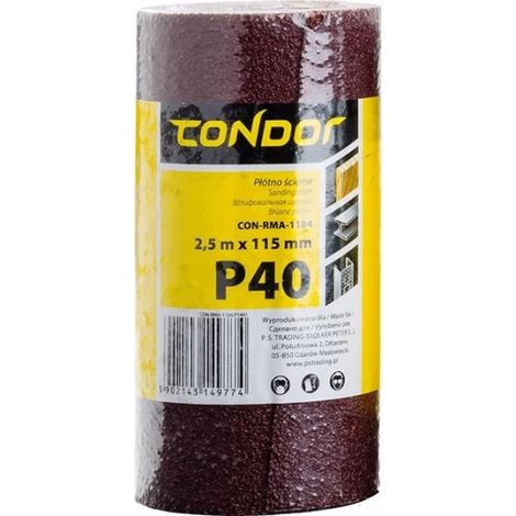 Rotolo di tela abrasiva 2,5 m, 115 mm, P40