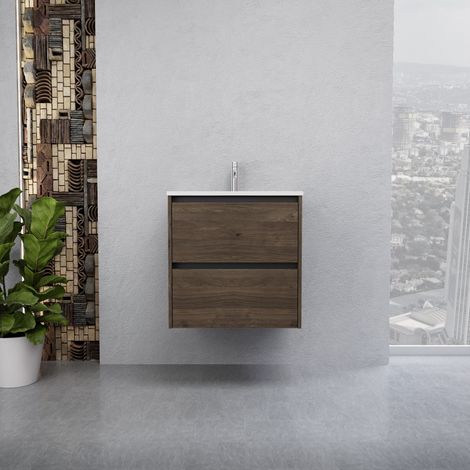 Inda - Mobile bagno L.60 con lavabo lucido / Rovere castano 2