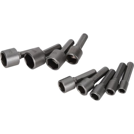 Lot de 9 douilles embouts 1/4 po mandrin hexagonal acier au chrome vanadium avec support de rangement (1/5)