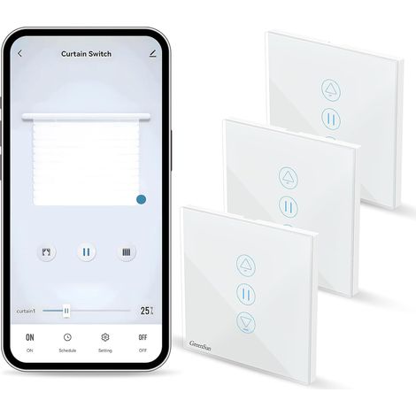 Interrupteur Volet Roulant, Interrupteur Tactile pour Rideau de Fenêtre, Interrupteur Connecté WiFi, Compatible avec 3PCs (1/5)