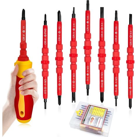 Lauwexe – 7-teiliges Elektriker-Schraubendreher-Set – 14-in-1 Multifunktionsschraubendreher – Rutschfester Griff – Chrom-Vanadium-Stahl (1/5)