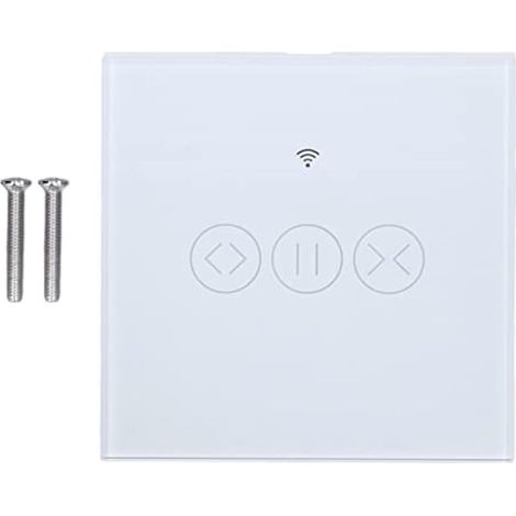 Smart Rideau Commutateur WiFi Sans Fil Tactile Interrupteur APP Télécommande Stores Volet Interrupteur pour Bureau à Domicile ABS Verre Trempé 8.6x8.6 cm (Blanc) (1/5)