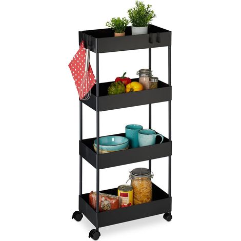 Carrito con ruedas de 4 niveles: almacenamiento para cocina y baño