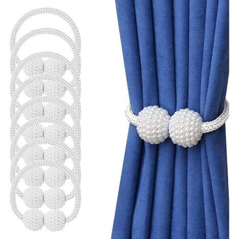 Lot de 8 Embrasse pour Rideaux Embrasse Rideau Aimantee Embrasse Rideau Bureau Hôtel avec Corde et Boule Magnétique pour (1/4)
