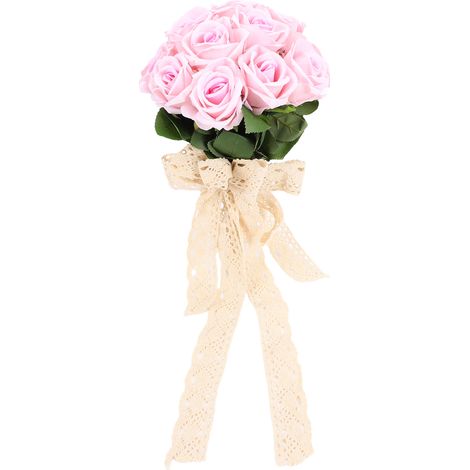 Realistischer, minimalistischer und unveränderlicher Brautstrauß aus künstlicher Seide, bestehend aus Seidenrosen, ideal zur Dekoration. (1/5)