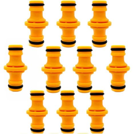 Lot de 10 connecteurs de tuyau doubles males pour raccorder un tuyau d'arrosage et un système d'irrigation. (1/5)
