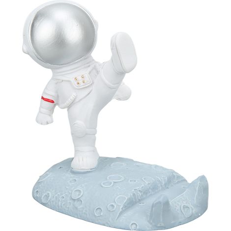 Astronaut Phone Holder Premium Resin Glossy Exquisite Perfect Size Stable Anti Skid Desk Phone StandSilver (1/5)