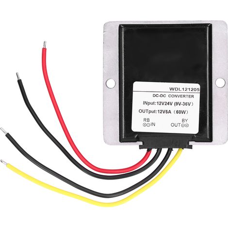 Régulateur de tension CC/CC en aluminium pour moteur et éclairage LED, 12 V/24 V vers 12 V, 5 A (1/5)