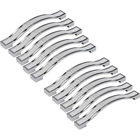 Set mit 10 modernen, mattierten und polierten Kristallgriffen für Schränke, Kommoden, Kleiderschränke, Silber, Zinklegierung